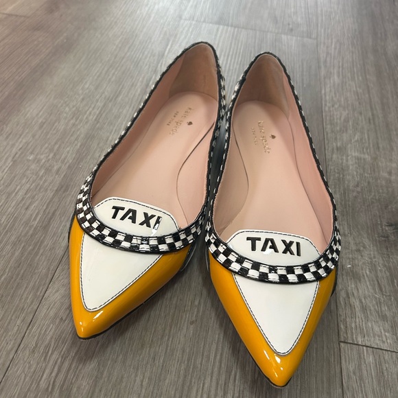 LIKE NEW Kate Spade Women's Taxi Flats - Yellow and White - Picture 4 of 6